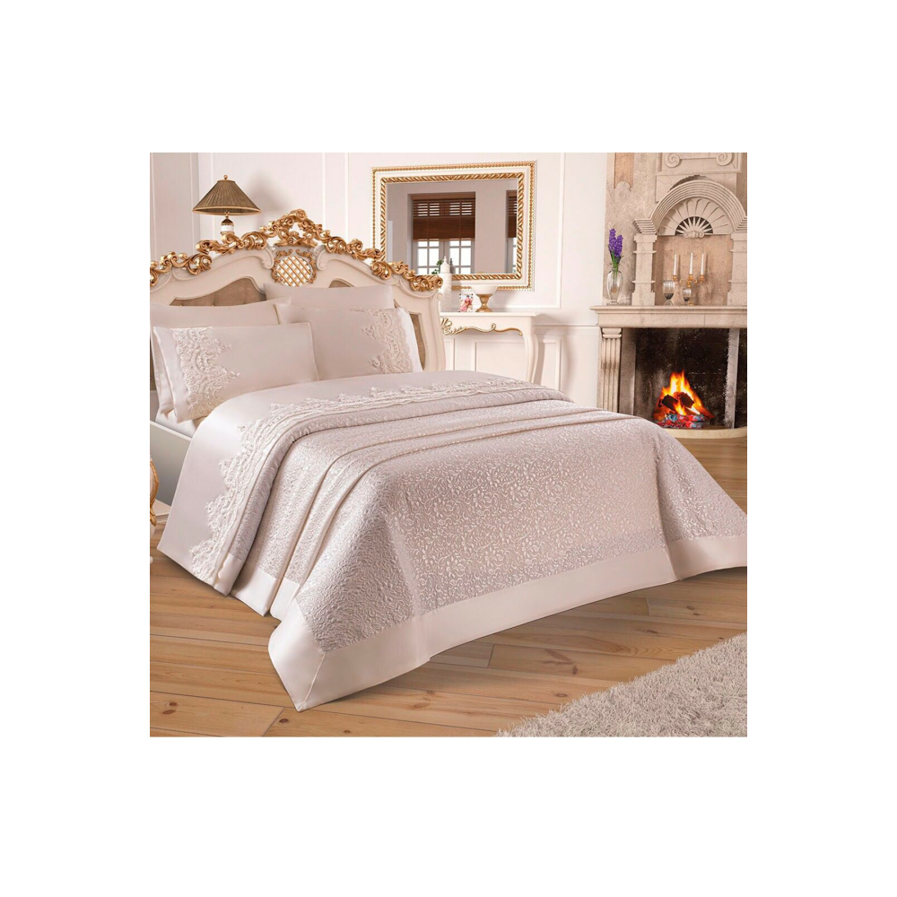 Fransız Güpürlü Diana Pike Takımı Krem 206311