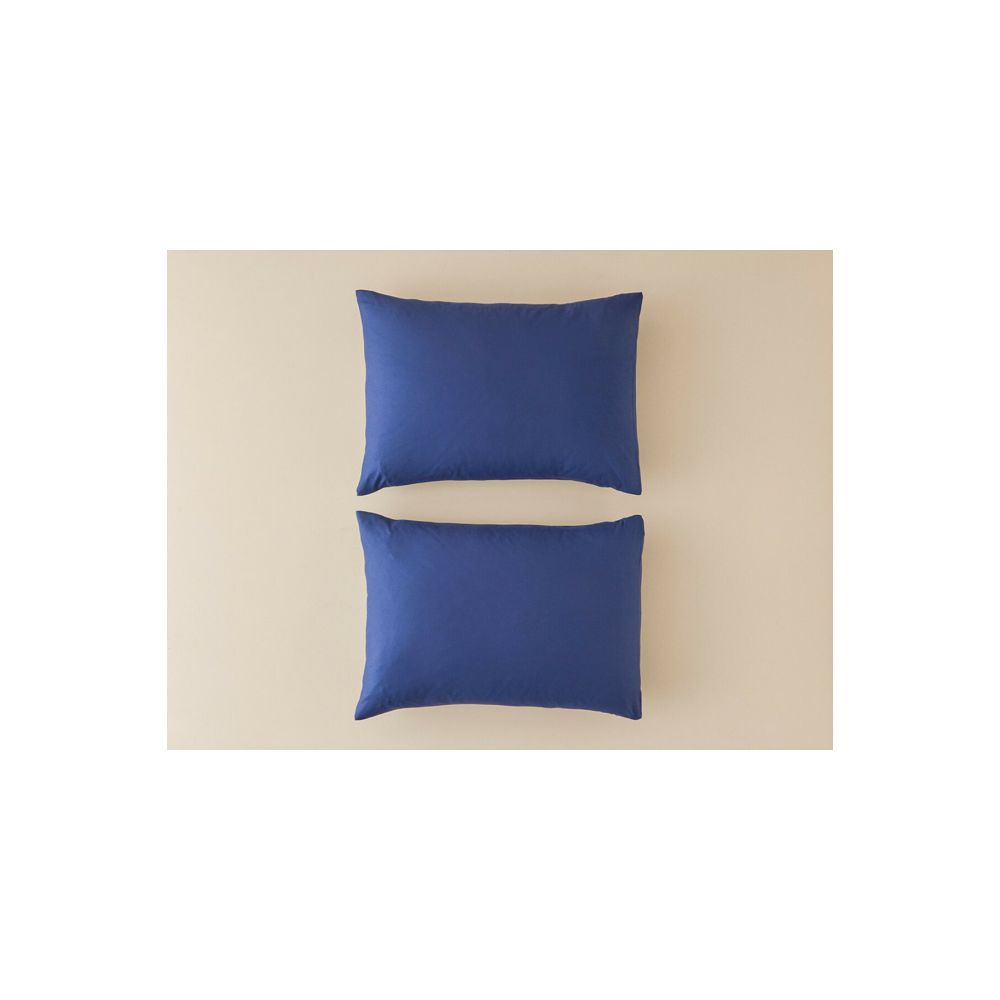 Düz Pamuklu 2'li Yastık Kılıfı 50x70 Cm Gece Mavisi