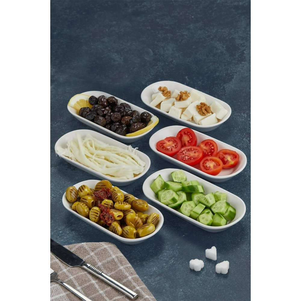 6'lı Kütahya Venüs Serisi Seramik Kahvaltı Sunum Çerezlik Seti