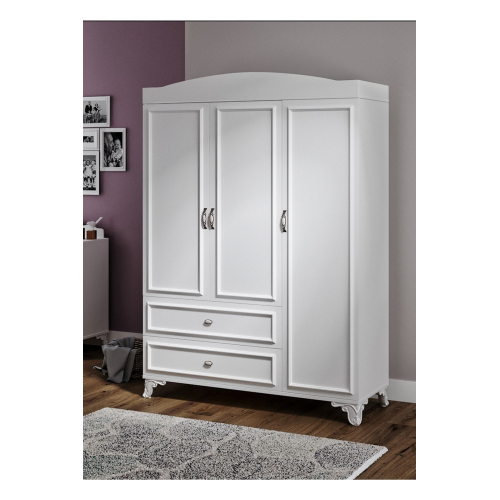 %100 Mdf Lisa 135cm 3 Kapaklı Dolap Beyaz