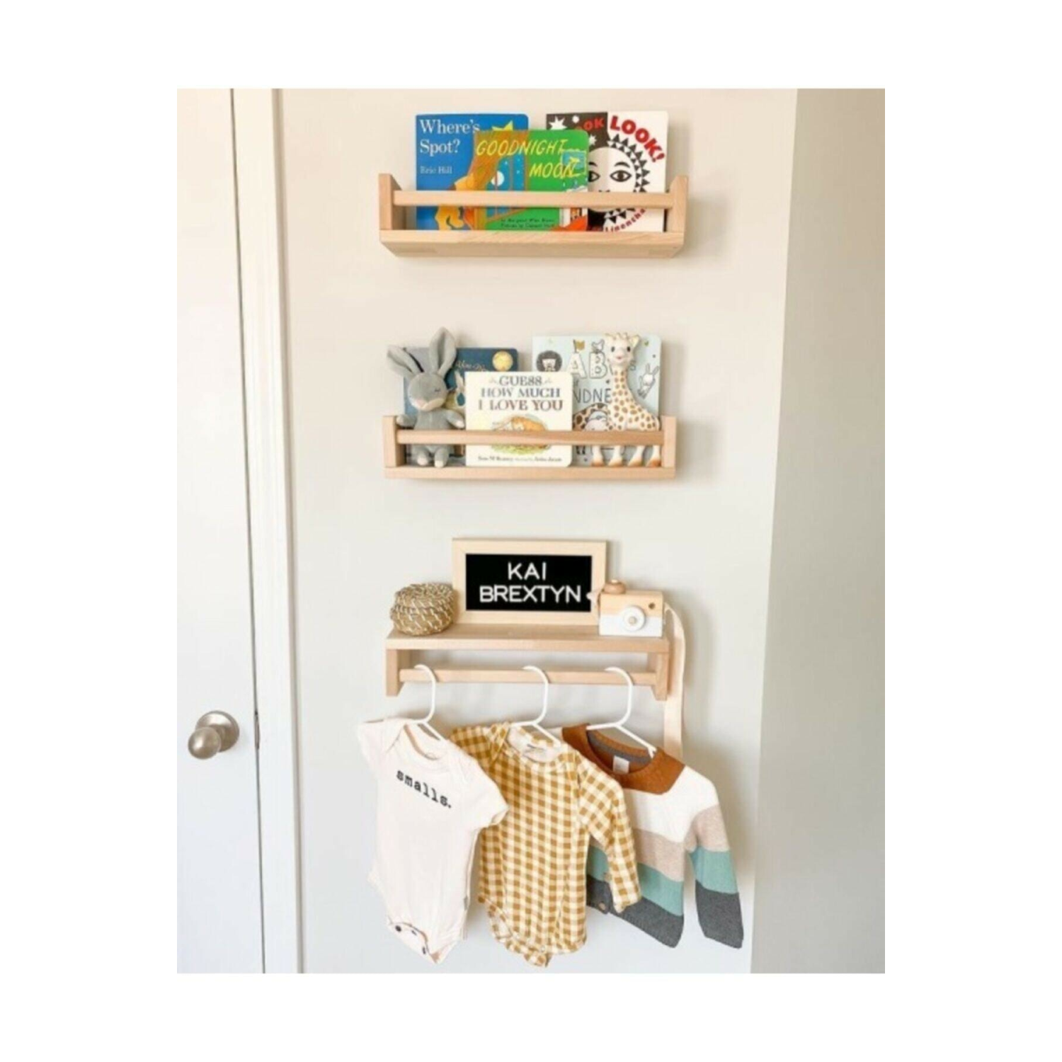 Montessori Kitaplık Çocuk Bebek Odası Duvar Rafı Ahşap Kitaplık Raf 3 Adet 50 Cm