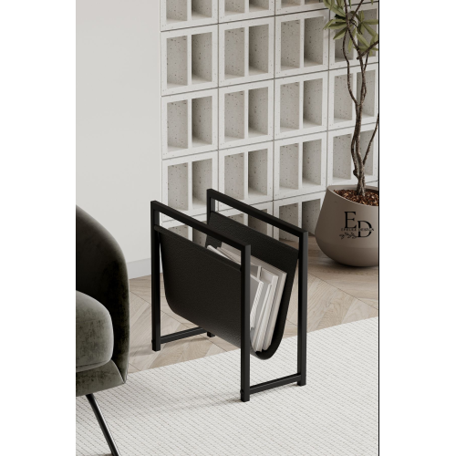 Gazetelik , Dergilik , Coral Koltuk Yanı Düzenleyici , Siyah Metal - Siyah Deri