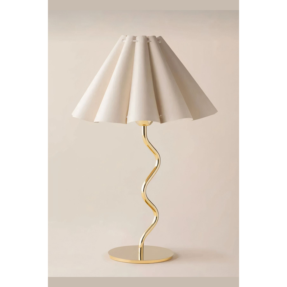 Zeus Model Şık Zarif Krem Kumaş Detay Şapkalı Yatak Odası Salon Abajur Masa Lambası