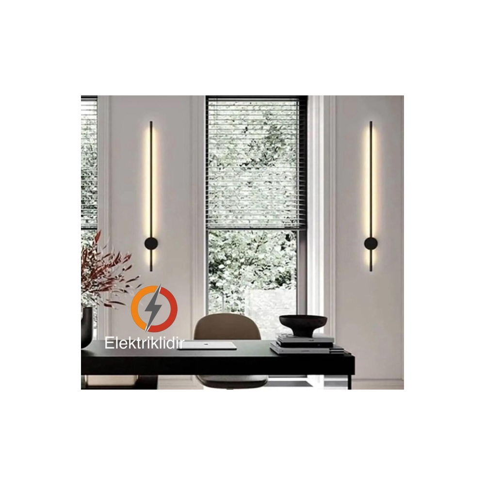 Modern Dekoratif Led Duvar Aplik 70 Cm Siyah 1 Adet (PİLLİ DEĞİLDİR)