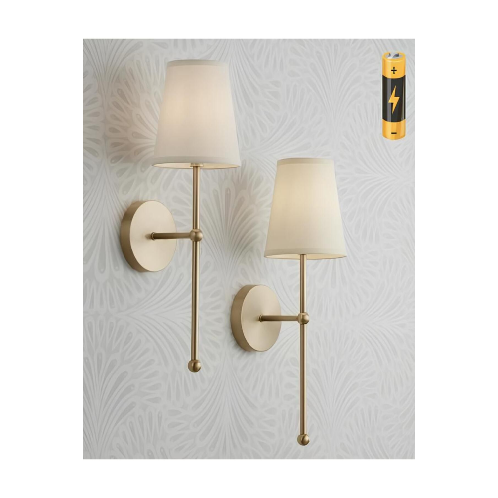 Modern Tasarım 1 Adet Ledli Pilli Aplik Tak Çalıştır Eskitme Gold Sarı Krem Abajur Gün Işığı Pilli