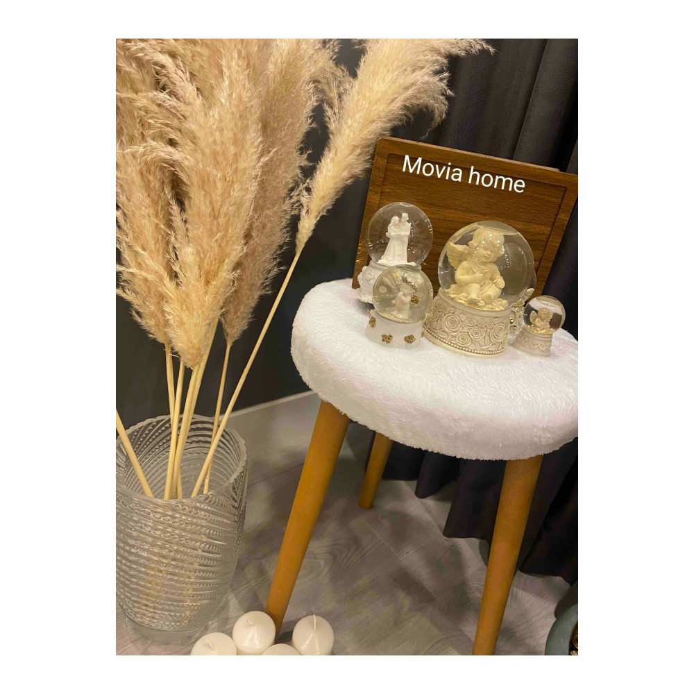 Elissa Gürgen Ahşap Retro Ayak Dekoratif Beyaz Peluş Puf Tabure Bench Koltuk Sandalye