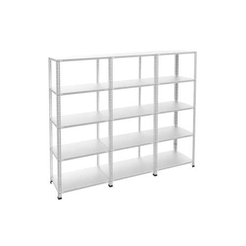 5 Katlı 3'lü Bitişik 31x225x200 Cm Galvaniz Çelik Raf - Depo, Arşiv, Kiler, Dosya, Market Rafı
