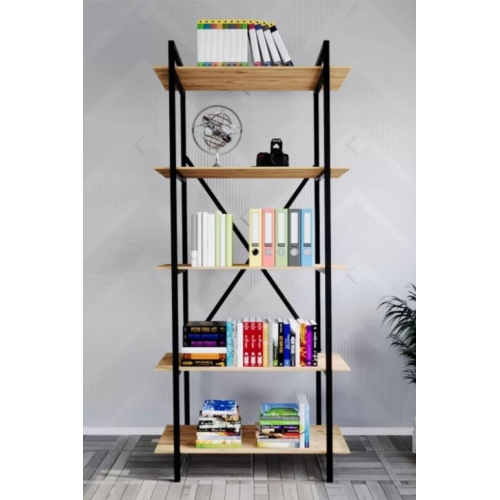 5 Katlı Ahşap Kitaplık