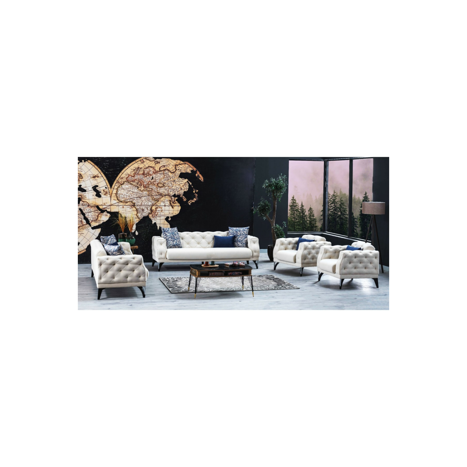 Argos Koltuk Takımı 3 + 3 + 1 + 1 ( Krem )