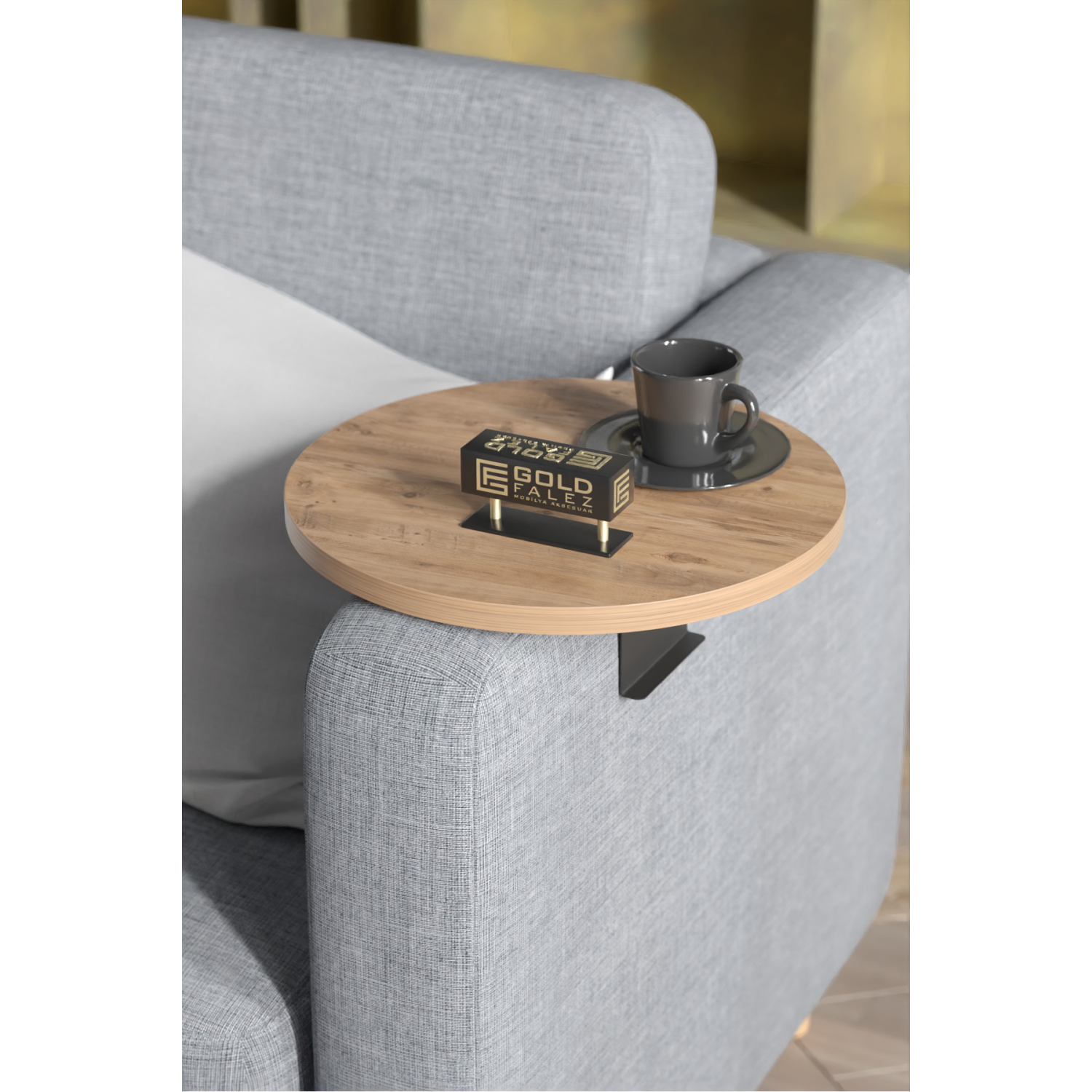 Yan Sehpa Ayarlanabilir Tepsi Dekoratif Modern Tepsi ATLANTİK ÇAM