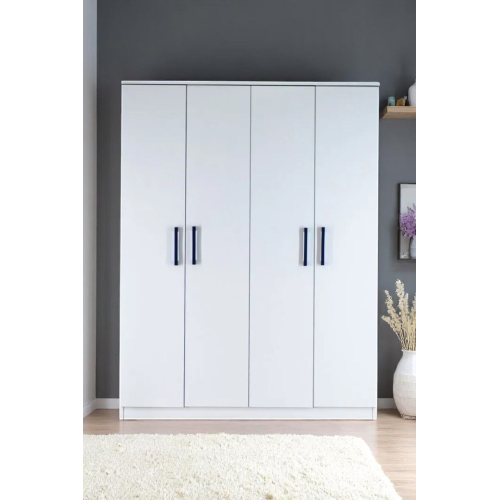 4 Kapılı Beyaz Gardırop Dolap T-900 120 X 174 X 45