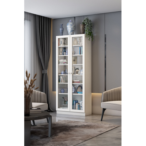 Bfe211 Beyaz 2 Cam Kapaklı Büfe Vitrin