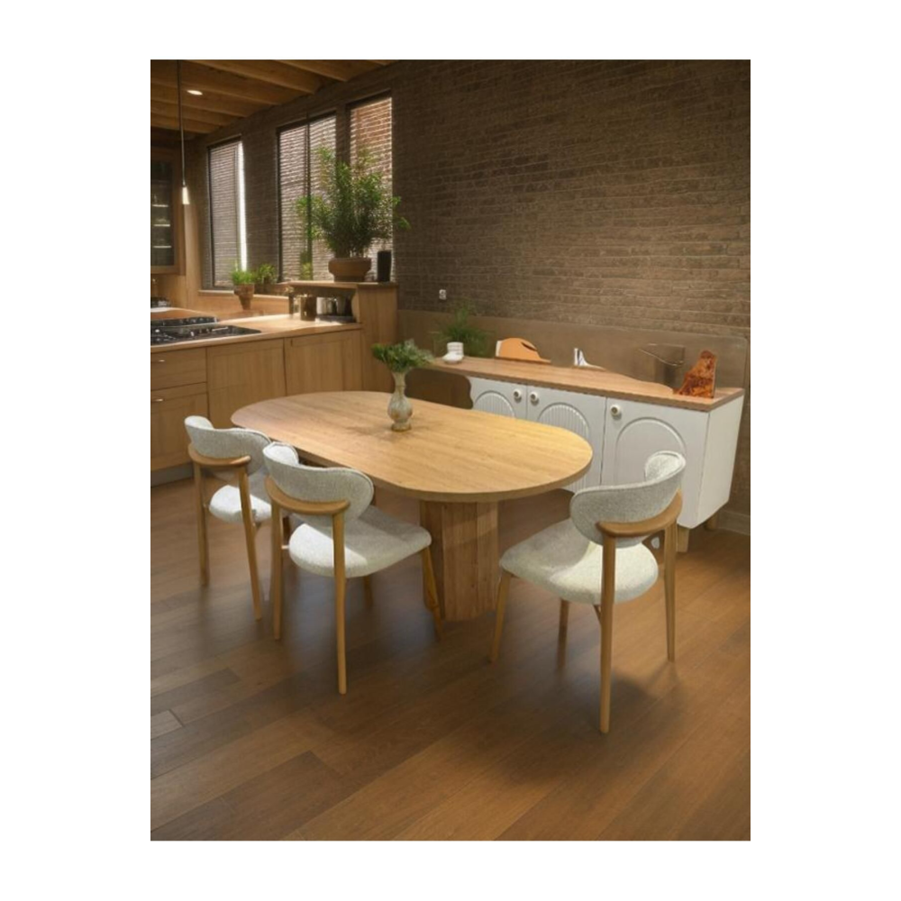 satıbazarı lotus yemek masası 8 kişilik ahşap renk (sadece masa)