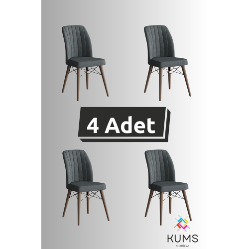 4 Adet Mutfak, Salon ve Yemek Sandalyesi – Silinebilir Kumaş, Kaliteli Sağlam Dolgulu