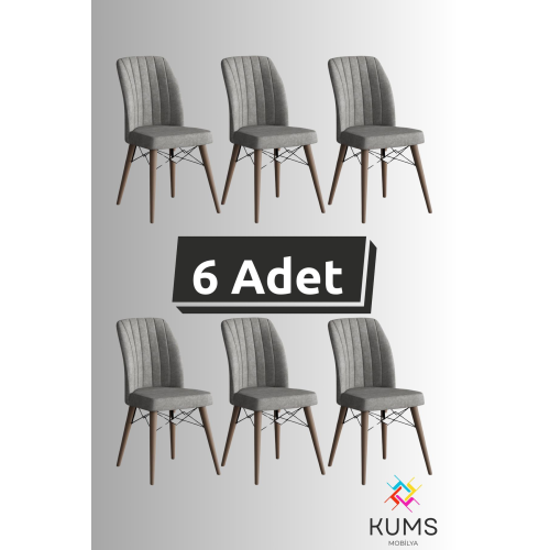 6 Adet Mutfak, Salon ve Yemek Sandalyesi – Silinebilir Kumaş, Kaliteli Sağlam Dolgulu geniş