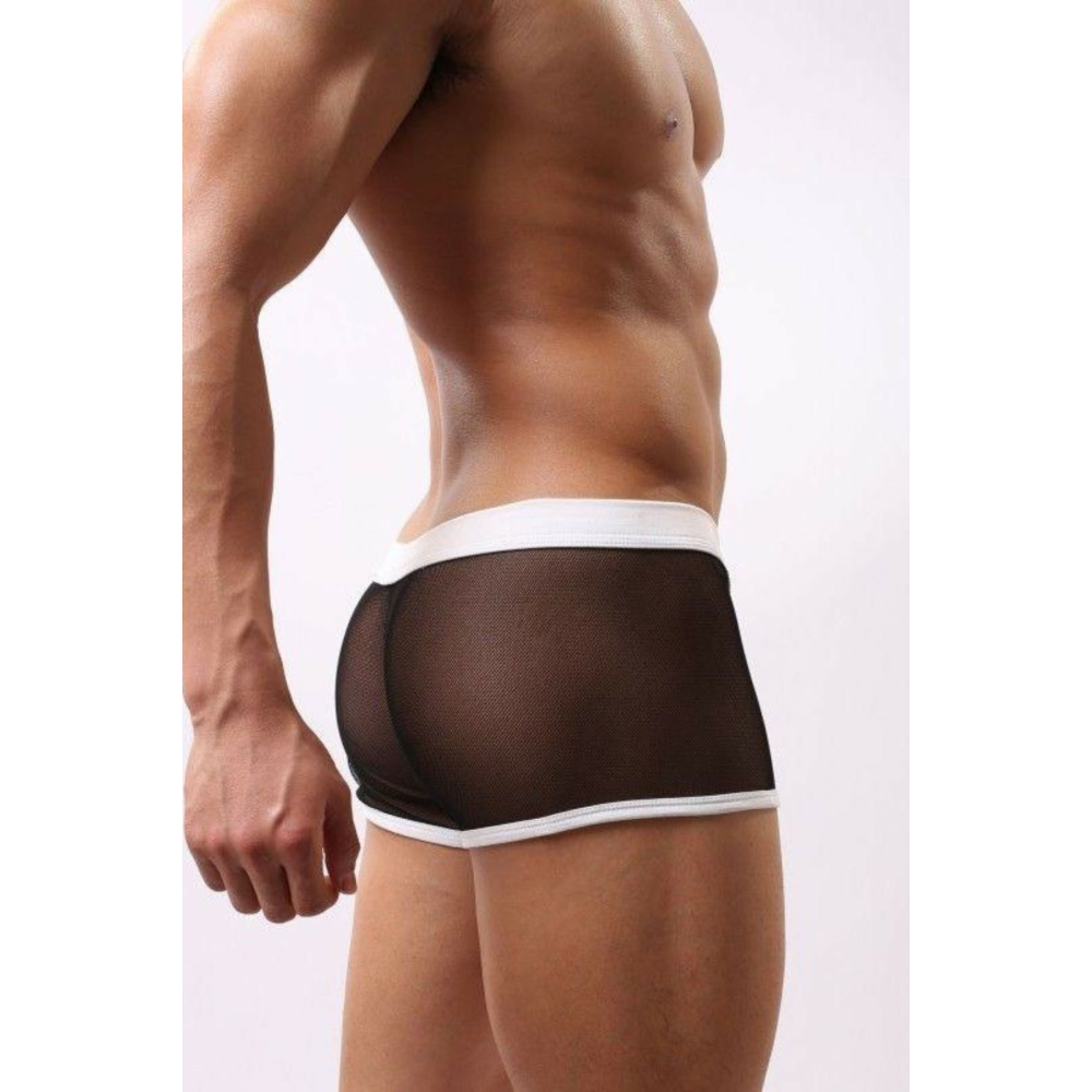Erkek Siyah Beyaz Transparan Boxer Ms7485