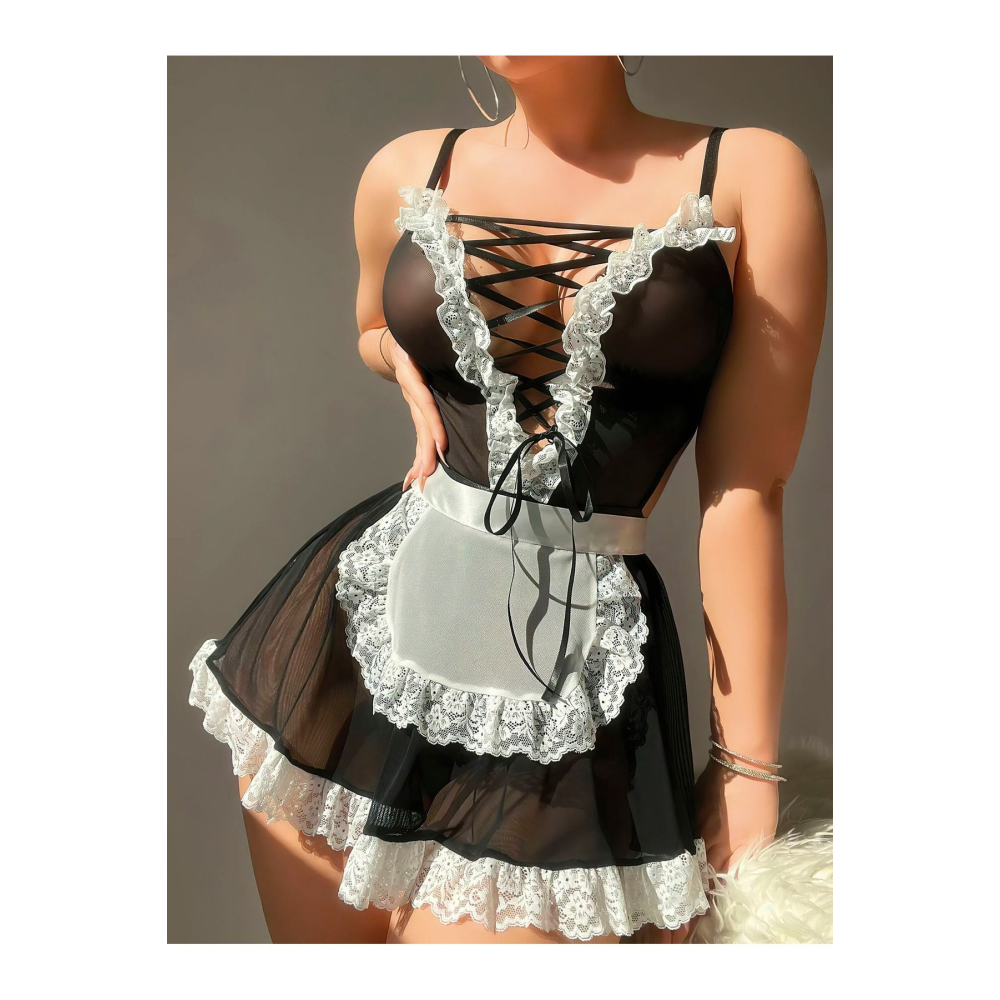 Kadın Tül Siyah Fantazi Kostümü