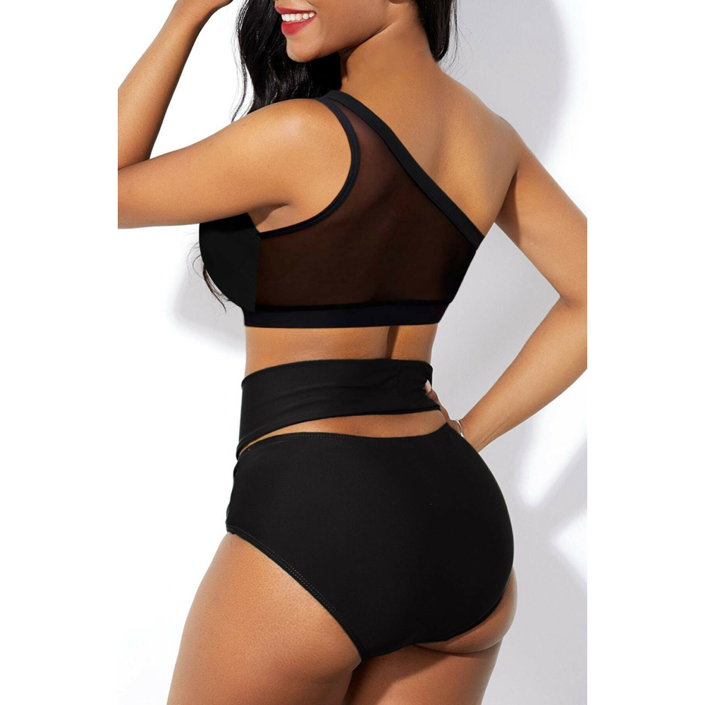 Kadın Siyah Yüksel Bel Tül Detaylı Sütyen Külot Takımı