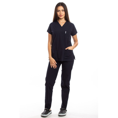 Cerrahi Doktor Hemşire Scrubs Lacivert Forma Takım