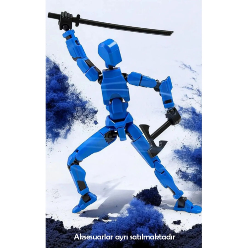 Titan 13 Mavi Siyah Tüm Eklemleri Hareketli Dummy Aksiyon Figürü 13 Robot Figür Oyuncak