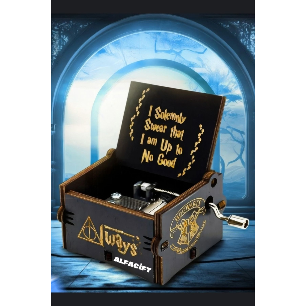 Harry Potter Always Temalı Ahşap Işlemeli Mekanik Müzik Kutusu- Büyüleyici Ve Şık Hediye