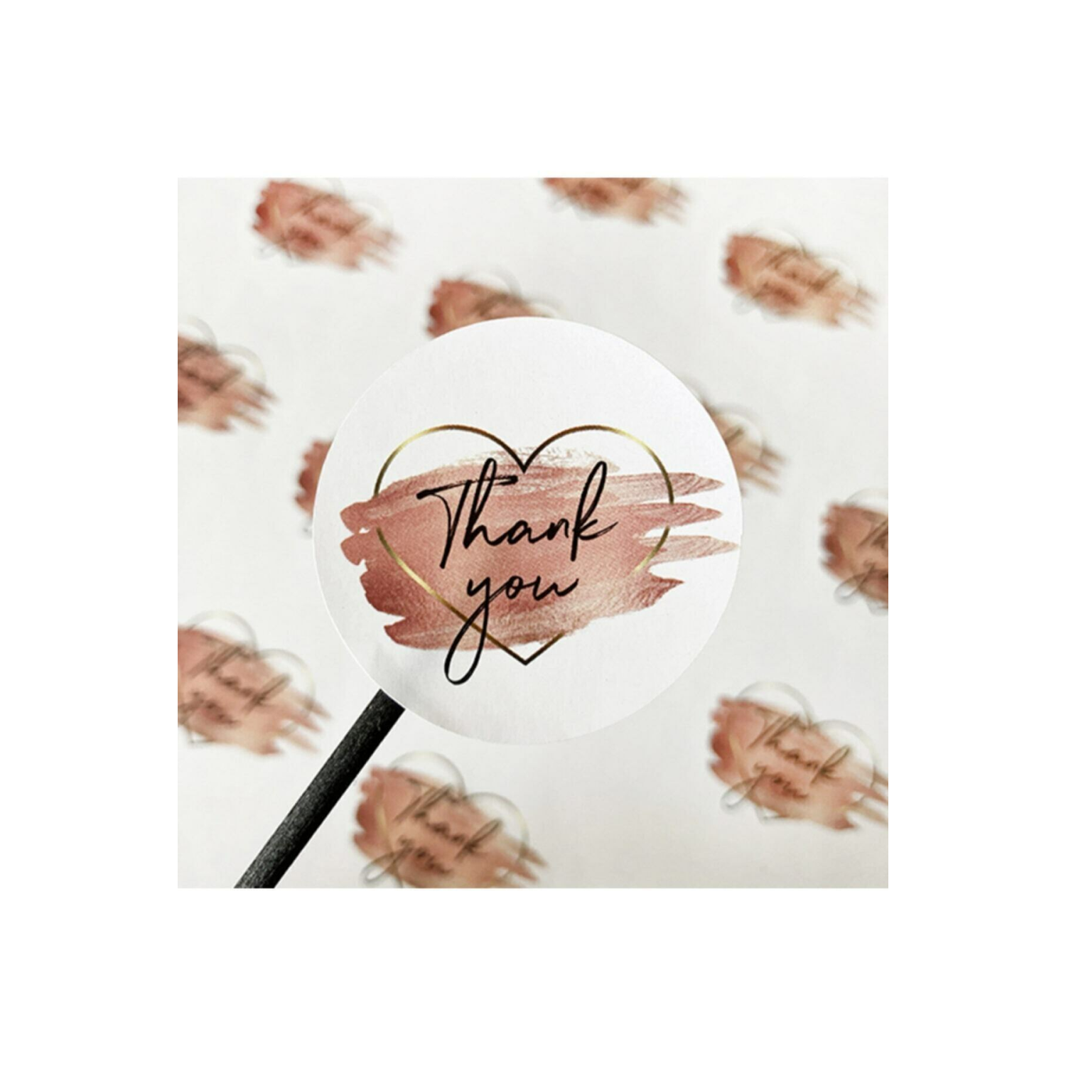 Sticker Kuşe (4X4CM) 70 Adet - Thank You- Kalp