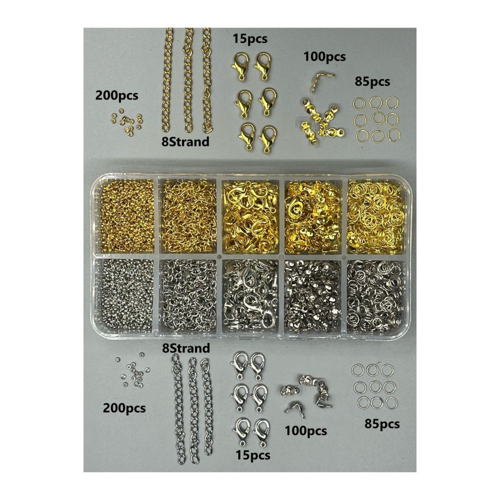 800 Adet Gold ve Gümüş Kolye Bileklik Takı Yapım Seti