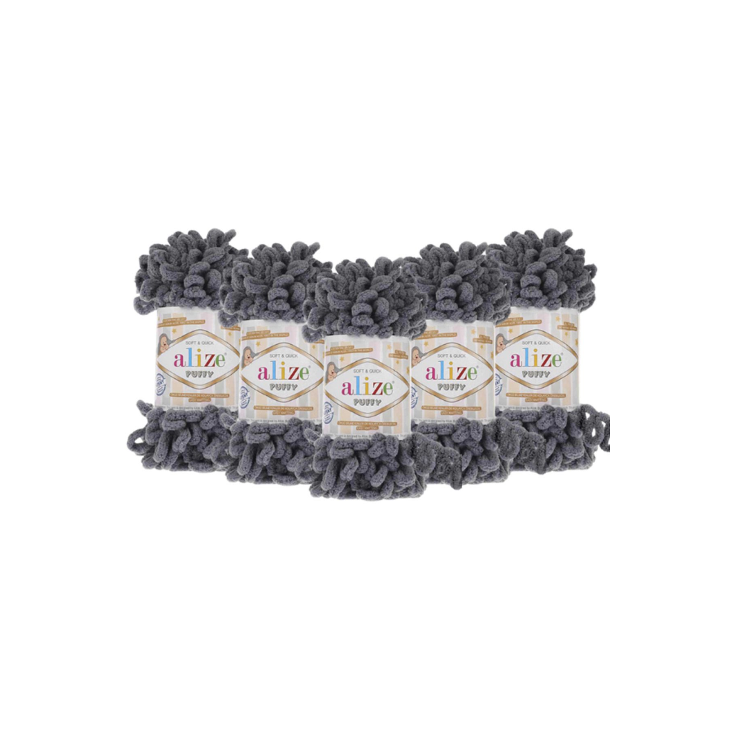 ( 5 Adet ) Puffy 87 Gri El Örgü Iplikleri Panduf Battaniye Ipi Atkı Hırka Paspas Ipliği