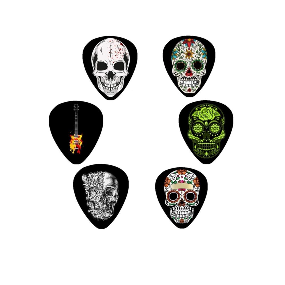 Gitar Pena 6 Adet Kuru Kafa Gitar Skull Baskılı Gitar Penası