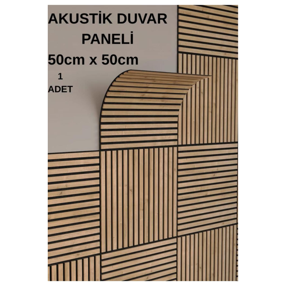 50x50cm 1 Adet Dekoratif Akustik Panel 3mm Keçe Ve 8mm Mdflam Duvar Çıtası Paneli Isı ve Ses Yalıtım