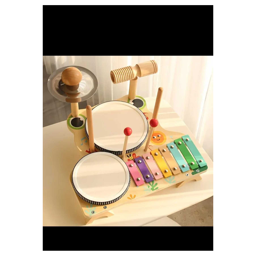 Çocuklar İçin Tamburinli Davul Seti, Müzik Aletler Oyuncakları Müzik Ritim Kulağı Ve El Becerileri