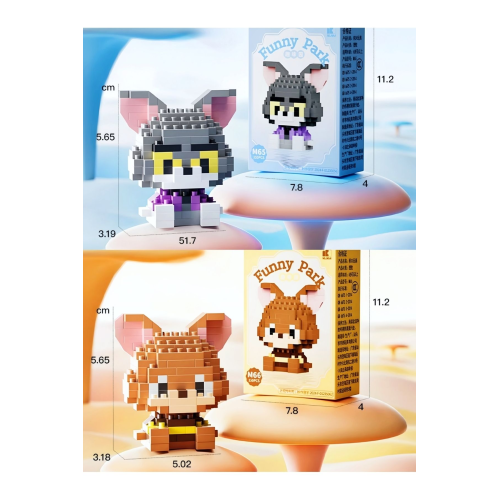 BRİCKS Premium Seri Yeni Stil Tom Ve Jerry 2'li Set 3D Yapboz Yapı Blokları Hobi Koleksiyon