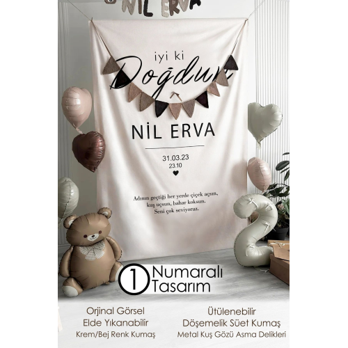 Kişiye Özel Büyük Ebat Birinci Kalite Kumaş Happy Birthday Doğum Günü Duvar Örtüsü Duvar Halısı