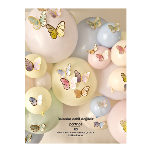 48’li Makaron Kelebek Süs Parti Süsü Kelebek Doğum Günü Süsü