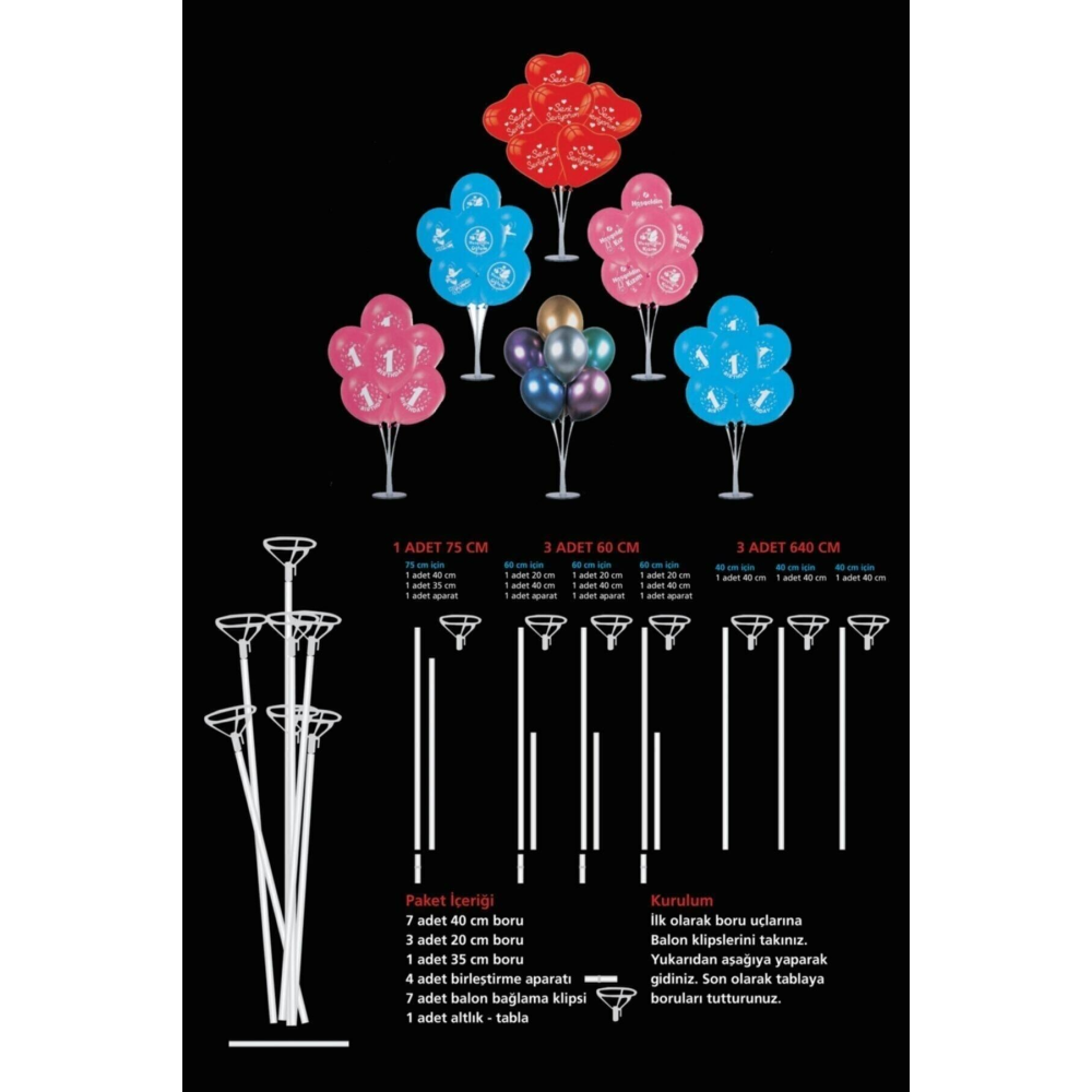 Balon Standı Ayaklı 7 Çubuklu