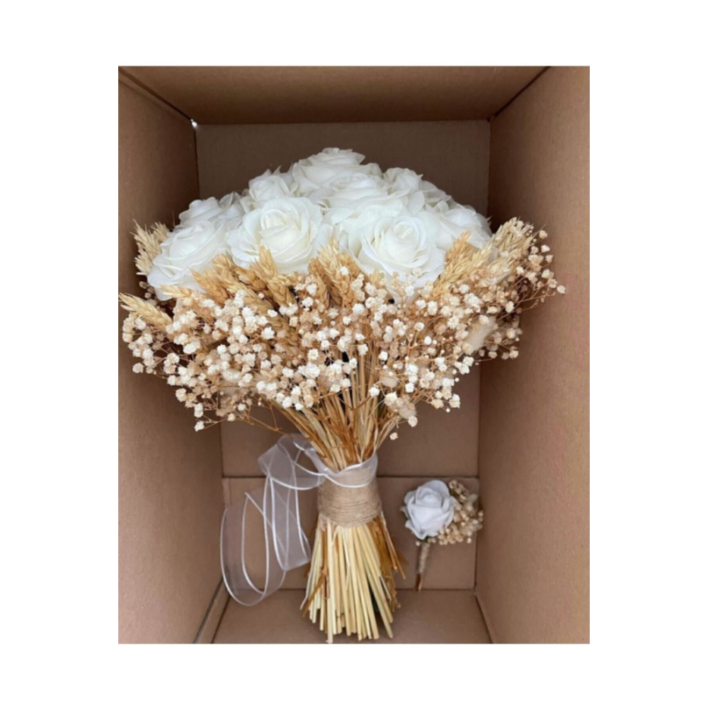 Gelin Çiçeği Diş Çekim Gelin Buketi Damat Yaka Çiçegi Ile Birlikte Kontef