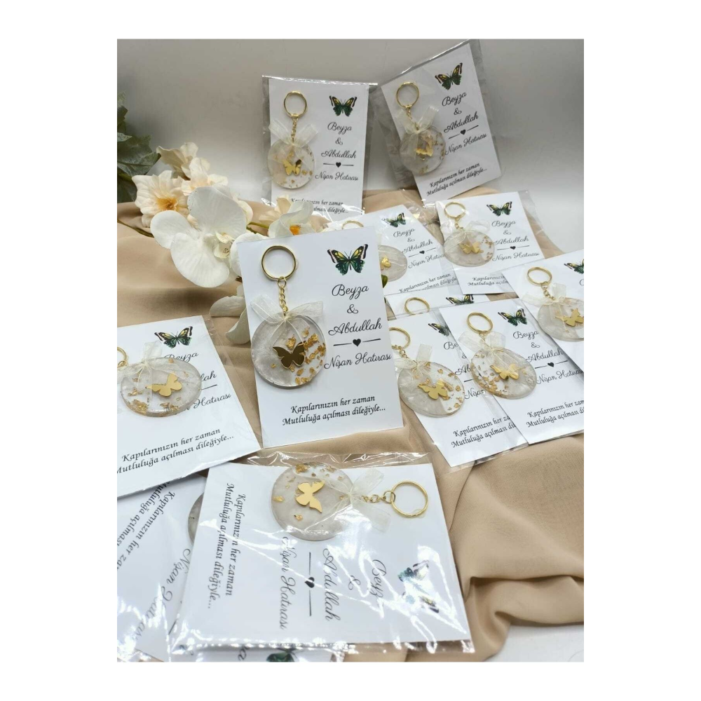 25 Adet Kartlı Epoksi Anahtarlık Düğün,kına,söz,nişan Hediyeliği Anahtarlık Hediyelik
