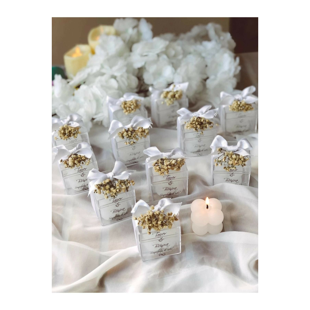 Özel Düğün Lüks Mini Çiçekli Bubble Mum 15 Adet