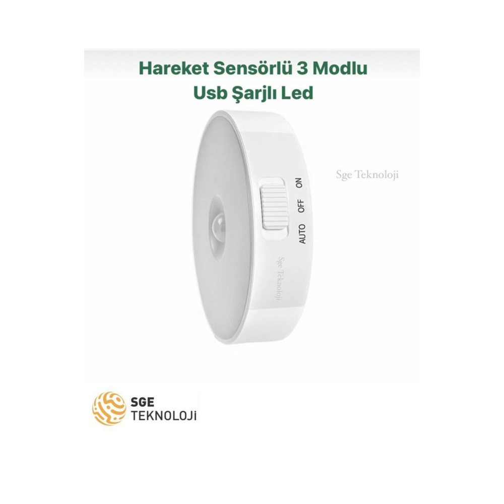 Hareket Sensörlü 8 Ledli Usb Şarjlı Beyaz Işık Led Işık On/auto/off Modlu Dolap Içi, Koridor Sensör