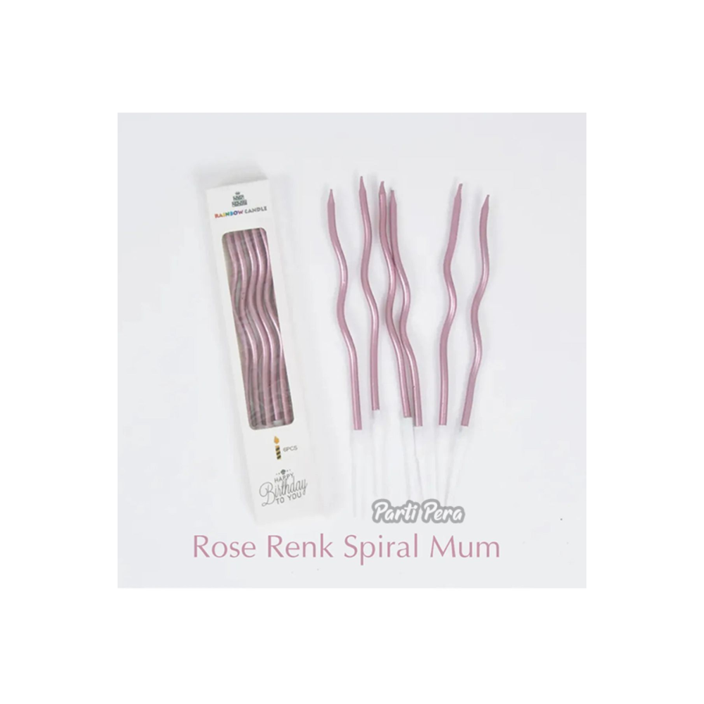 Pasta Mumu Spiral Kıvrık Mum 6'lı