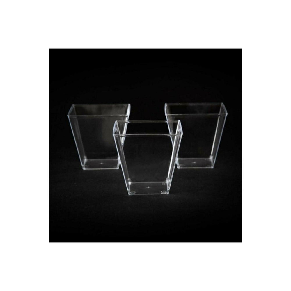 Şeffaf Kristal Mika Sert Plastik Prizma Kübik Kase 200 Cc 25 Adet