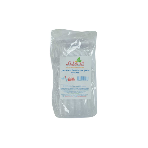 Lüks Çatal Sert Plastik Şeffaf 50 Adet 1 Paket