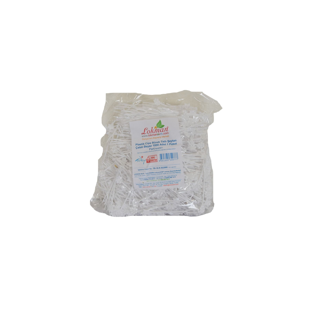 Plastik Cips Börek Tatlı Şeytan Çatalı Beyaz 1000 Adet 1 Paket