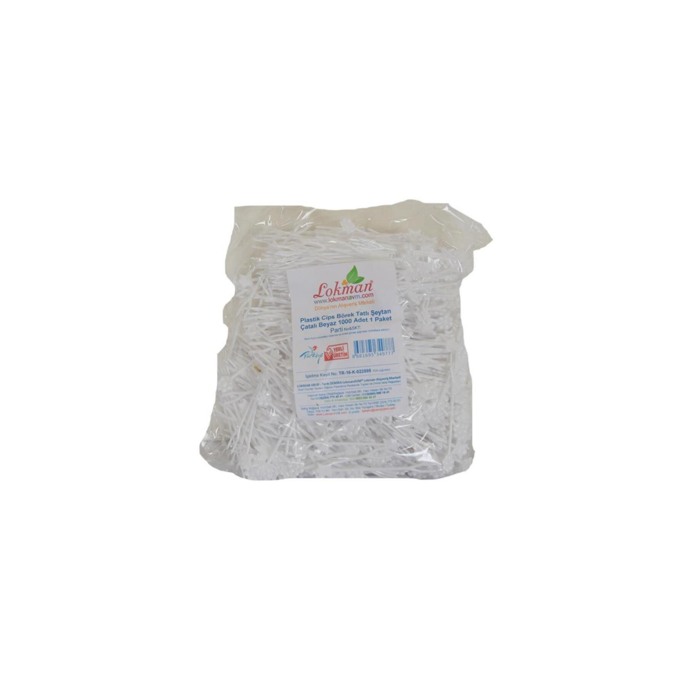 Plastik Papates Cipsi Börek Tatlı Şeytan Çatalı Beyaz 1000 Adet