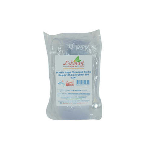 Plastik Kaşık Ekonomik Çorba Kaşığı 1654 Mm Şeffaf 100 Adet 1 Paket