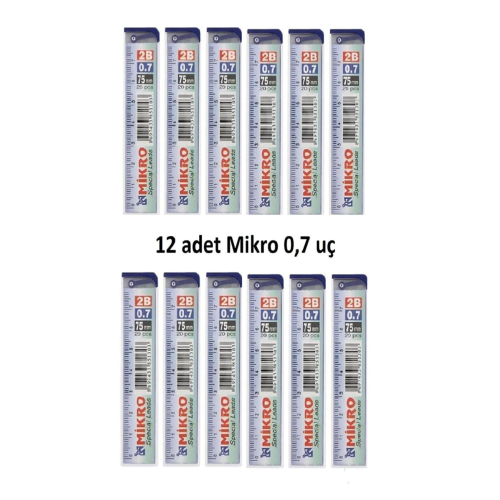 Min Kalem Ucu 0.7 Uc 2b Dereceli Cetvelli - 12 Li Paket