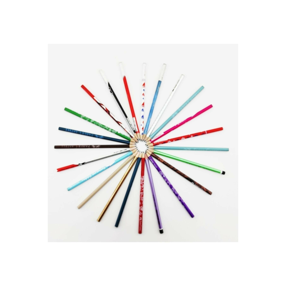 Lüx Mercanlı Karışık Yuvarlak Kurşun Kalem 12 Adet