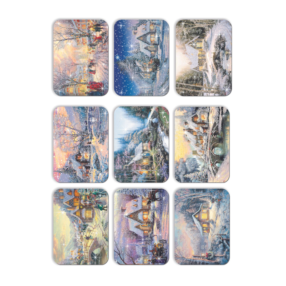 9lu Simli Yılbaşı Kartpostal Seti Yeniyıl Manzara Nostalji