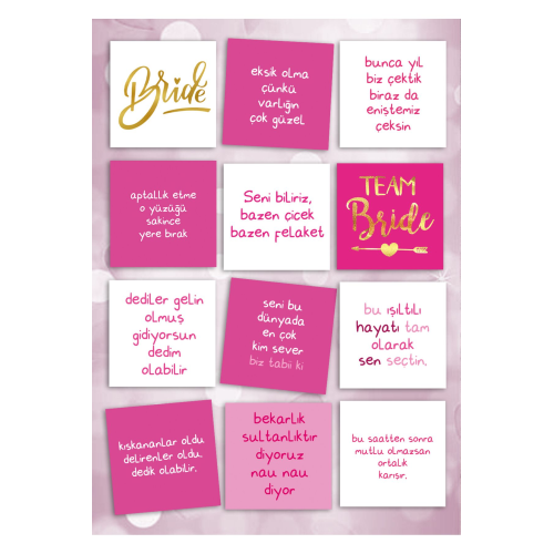 Bekarlığa Veda Partisi Motto 12 Adet Eğlenceli Kartlar Bride To Be Gelin
