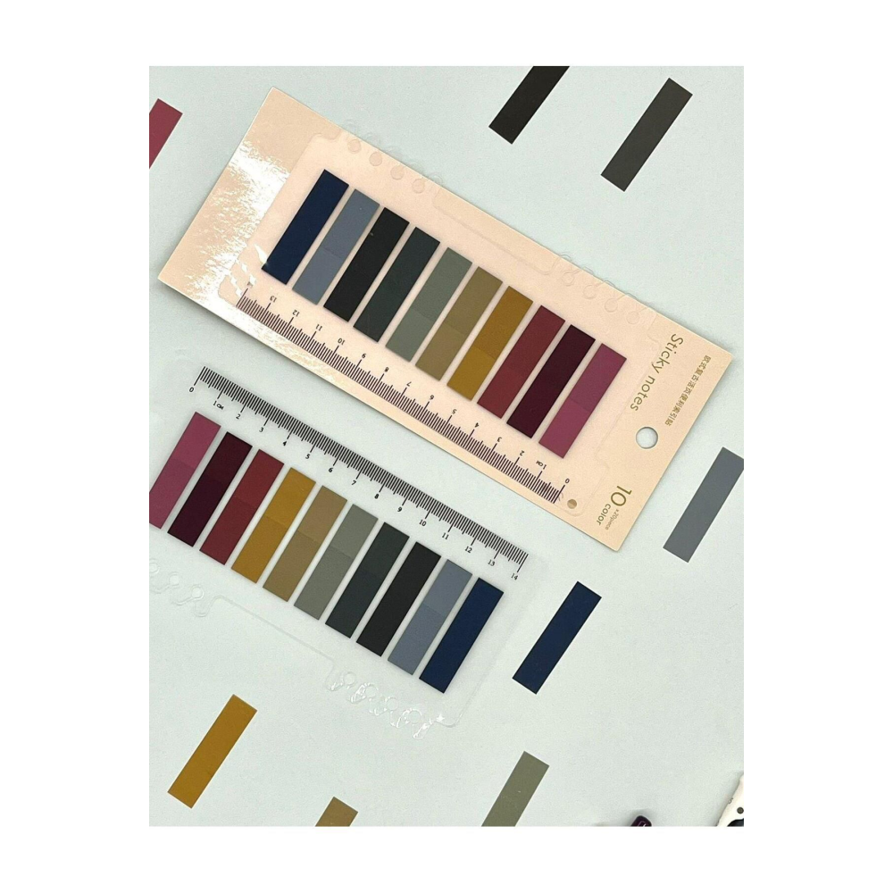 10 Renkli Cetvelli Şeffaf Indeks Sayfa Sticker Retro Renkler / Postit